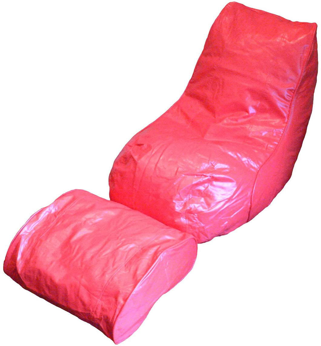 Boscoman - Adult Vinyl Beanbag Lounger w/footrest Chair - Red - COVER ONLY