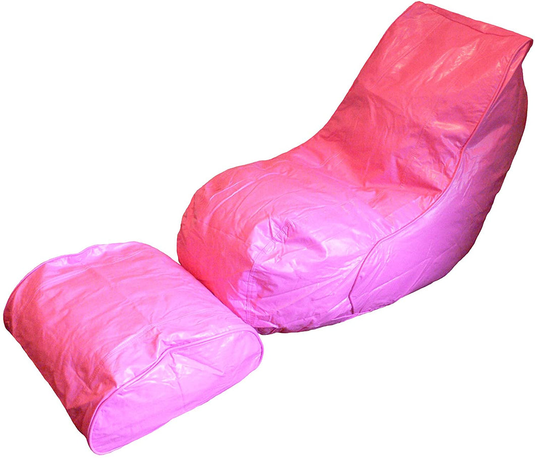 Boscoman - Adult Vinyl Beanbag Lounger w/footrest Chair - Pink - COVER ONLY