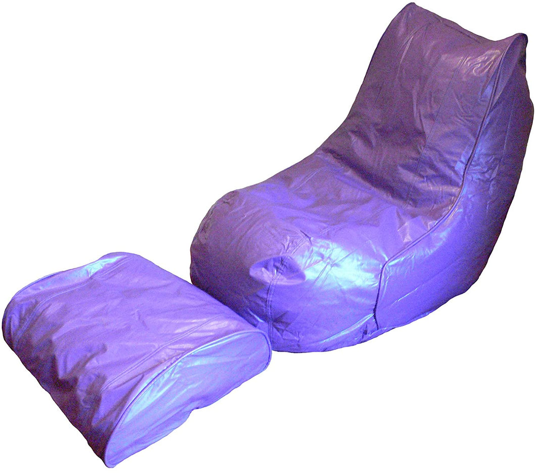 Boscoman - Adult Vinyl Beanbag Lounger w/footrest Chair - Purple - COVER ONLY