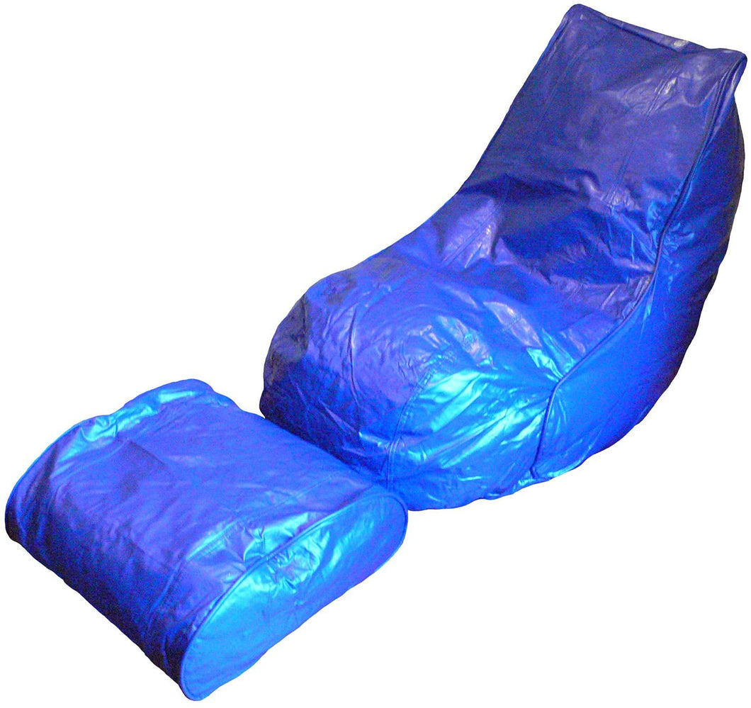 Boscoman - Adult Vinyl Beanbag Lounger w/footrest Chair - Twilight Blue- COVER ONLY