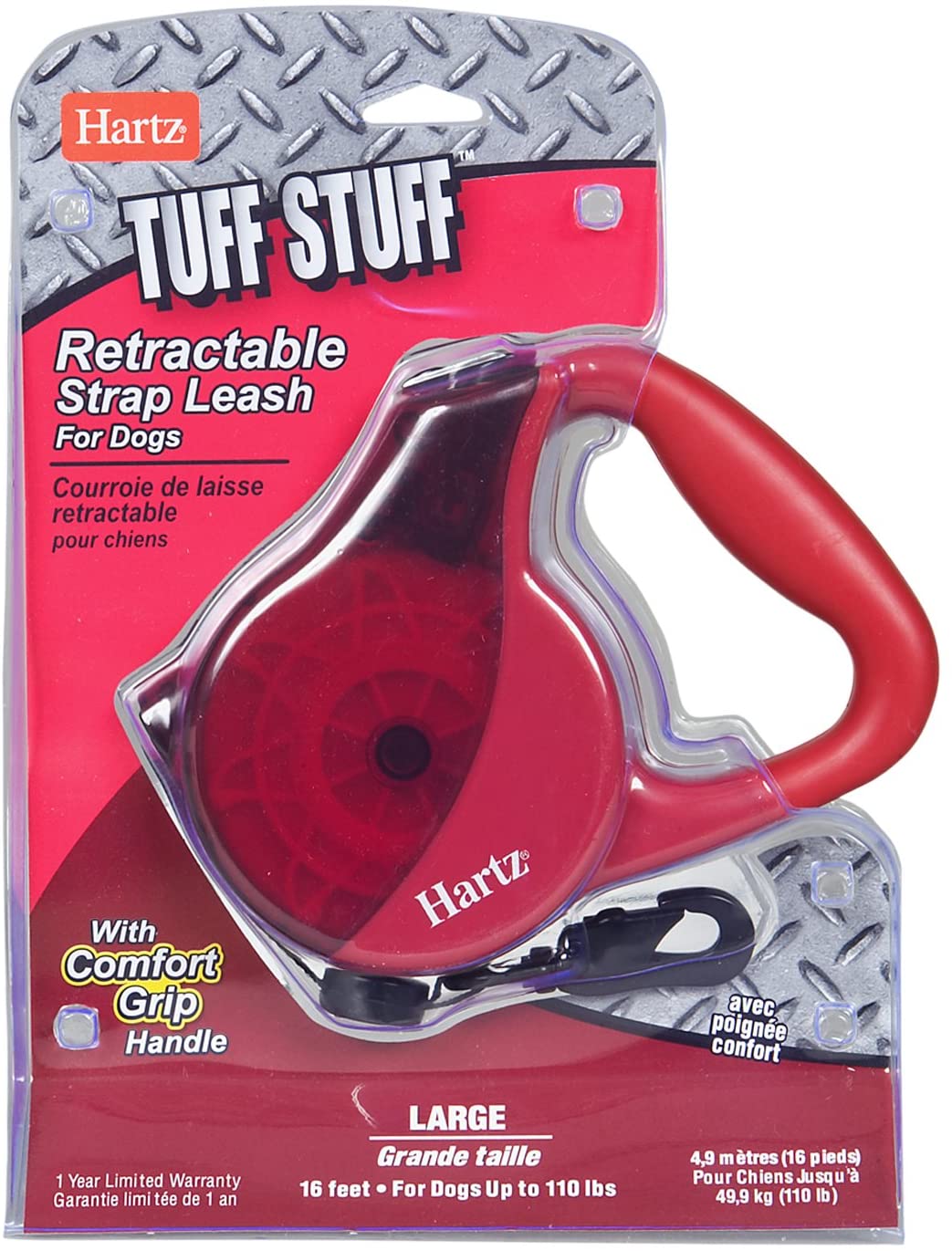 Hartz Tuff Stuff Retractable Leash for Large Dog, Color May Vary