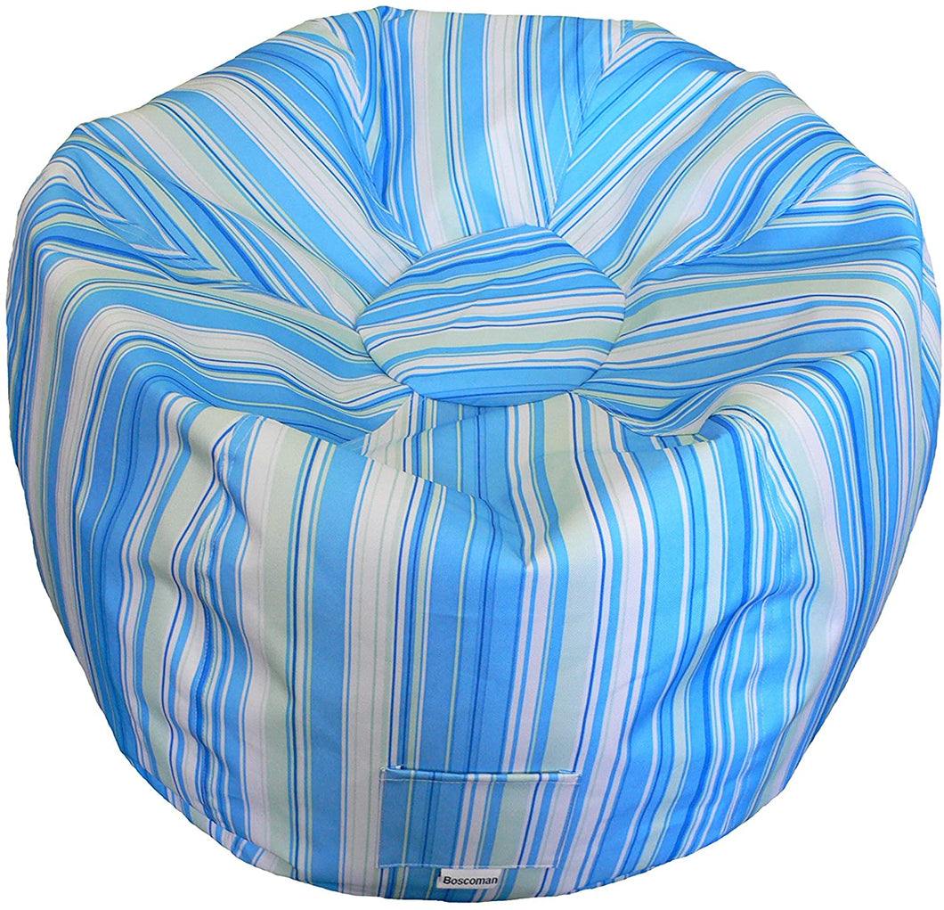 Boscoman - Adult Striped Round Beanbag Chair - Blue/Green - COVER ONLY