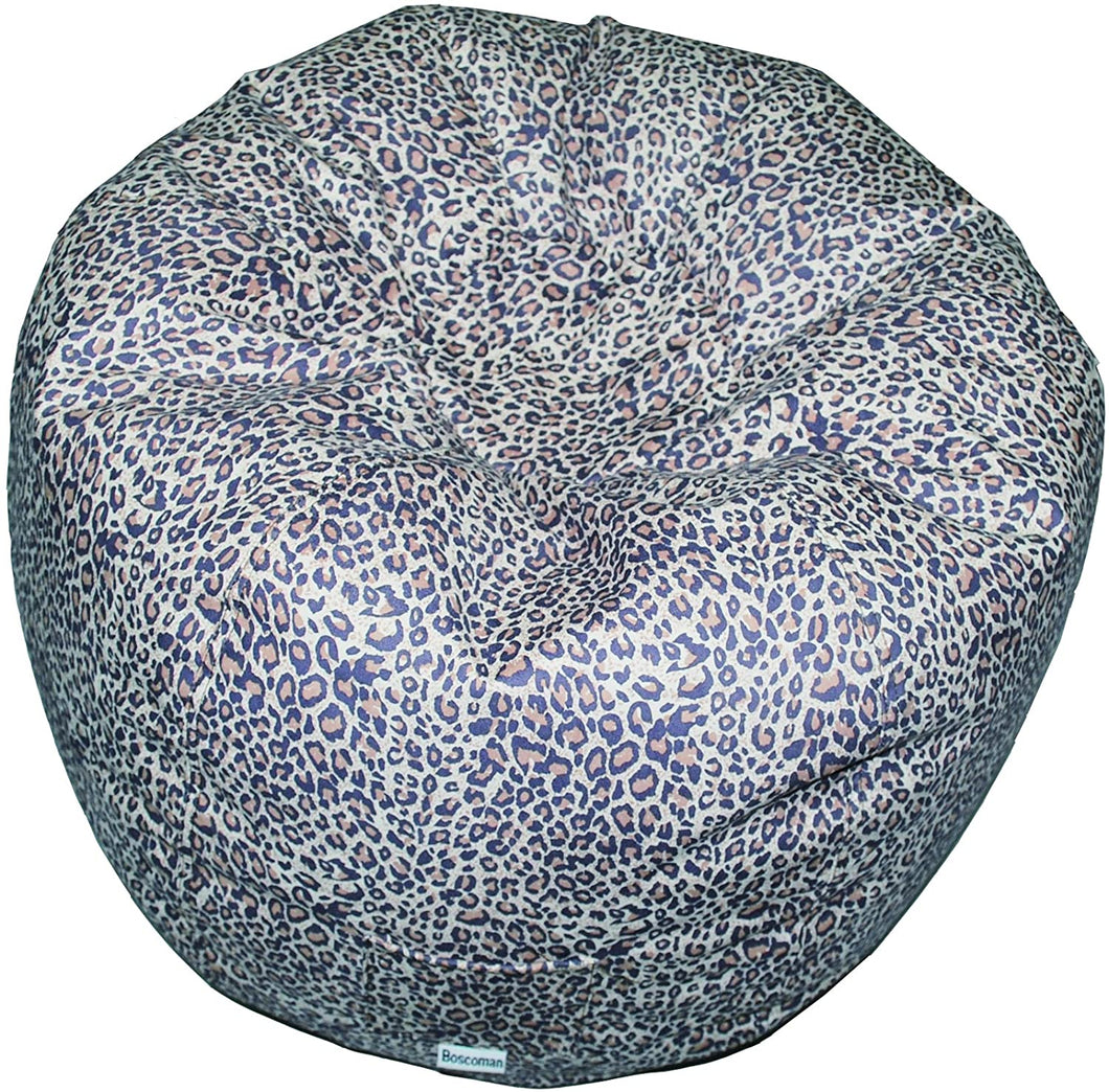 Boscoman - Teen Round Faux Suede Animal Print Leopard Beanbag Chair - COVER ONLY