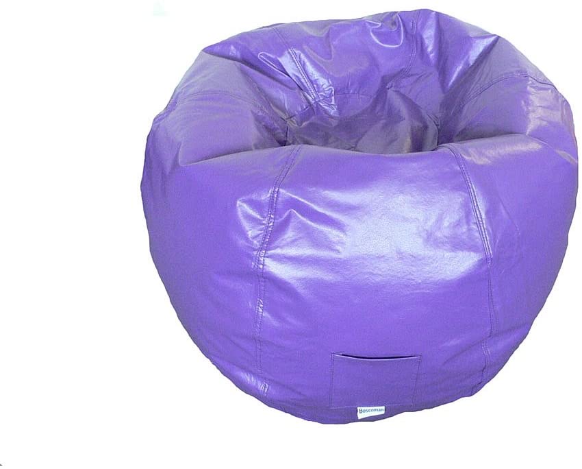 Boscoman - Adult Round Vinyl With Pocket Beanbag Chair - Purple - COVER ONLY