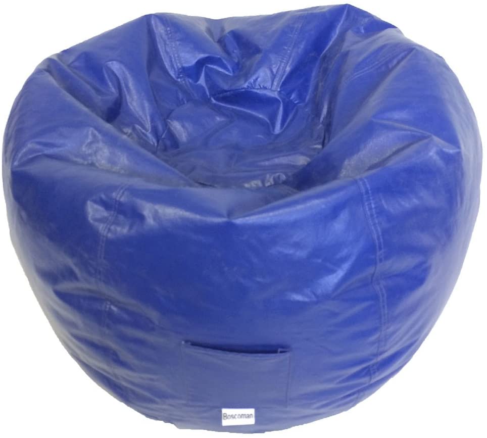 Boscoman - Adult Round Vinyl With Pocket Beanbag Chair - Twilight Blue - COVER ONLY