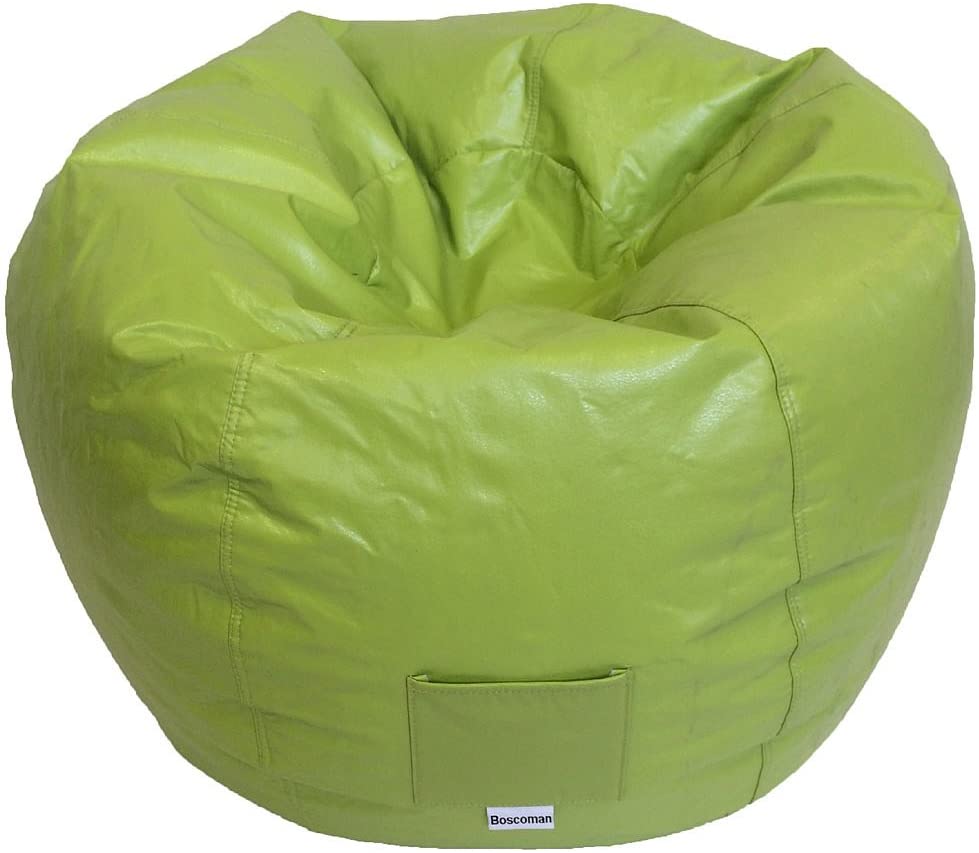 Boscoman - Adult Round Vinyl With Pocket Beanbag Chair - Bud Green - COVER ONLY