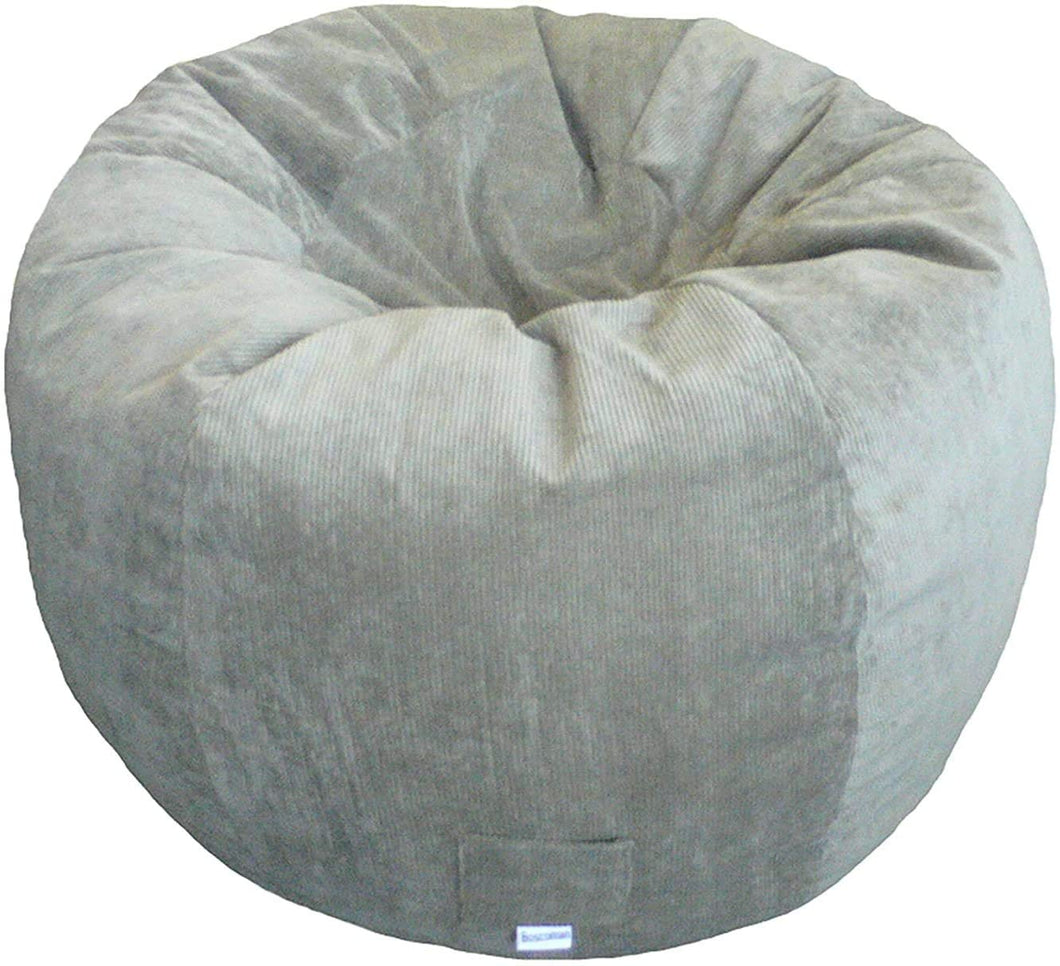 Boscoman - Jumbo Corduroy Round Beanbag Chair - Grey - COVER ONLY